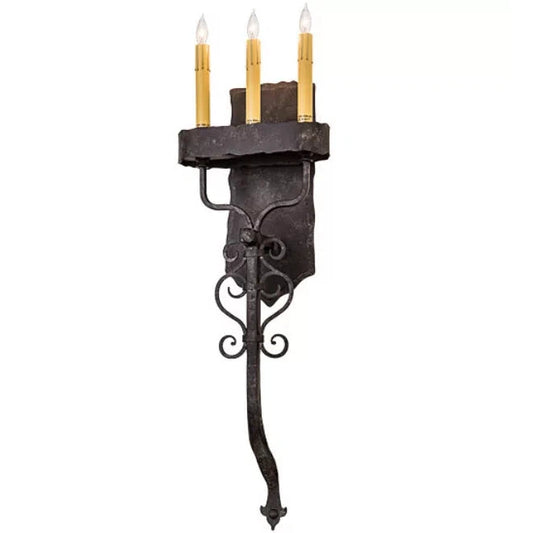 2nd Ave Lighting Ahriman 10" 3-Light Smoke Gothic Style Frame Wall Sconce