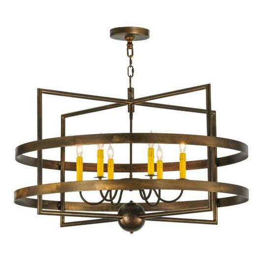 2nd Ave Lighting Aldari 36" Wide 6 LT Chandelier in Antique Copper Finish