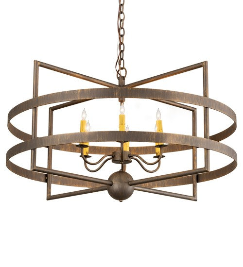 2nd Ave Lighting Aldari 36" Wide 6 Light Chandelier in Antique Brass Finish