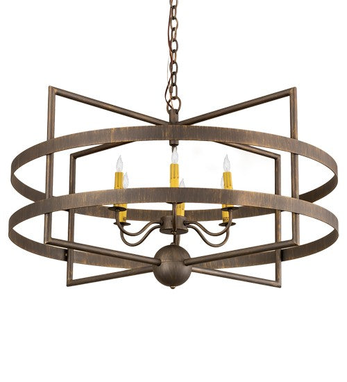 2nd Ave Lighting Aldari 36" Wide 6 Light Chandelier in Antique Brass Finish
