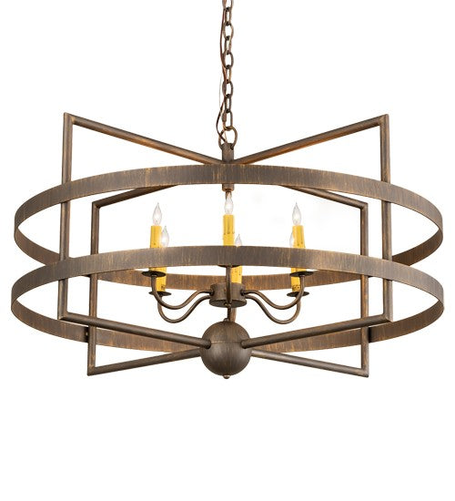 2nd Ave Lighting Aldari 36" Wide 6 Light Chandelier in Antique Brass Finish