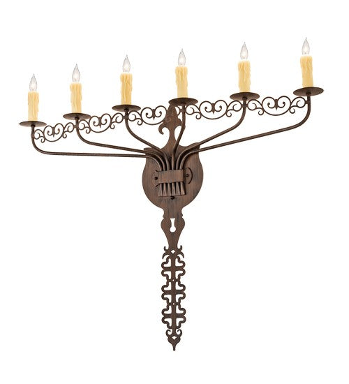 2nd Ave Lighting Almonte 36" Wide 6 Light Wall Sconce in Classic Rust Finish