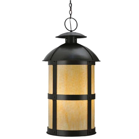 2nd Ave Lighting Altamire 22" Beige Art Glass Lens Timeless Bronze Hanging Lantern Pendant Light