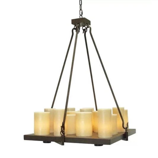 2nd Ave Lighting Altar 30" 17-Ivory Faux Candle Light Cajun Spice Square Shape Metal Platform Pendant Light