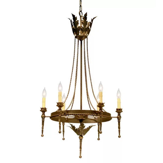 2nd Ave Lighting Amaury 24" 6-Light E12 Base Gilded Tobacco Chandelier