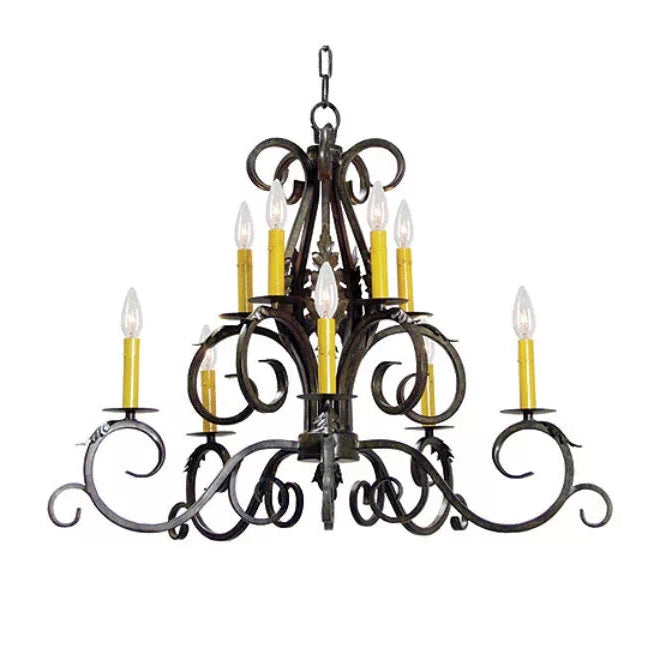 2nd Ave Lighting Anassa 32" 10-Light E12 Base Pompeii Gold Chandelier