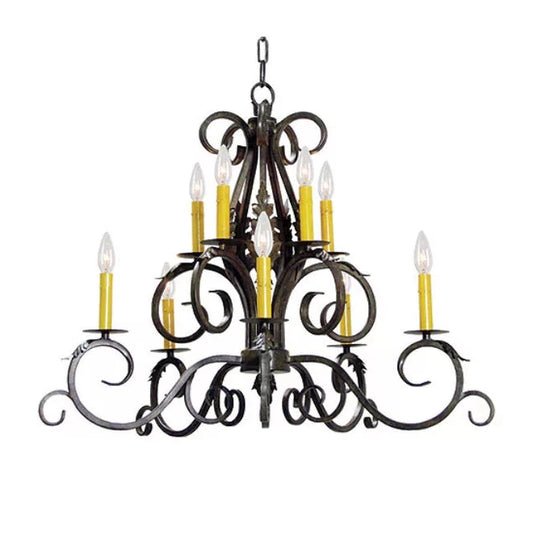 2nd Ave Lighting Anassa 32" 10-Light E12 Base Pompeii Gold Chandelier