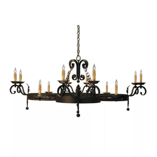2nd Ave Lighting Andorra 60" 12-Light Blackwash Hand-Forged Iron Hardware Chandelier