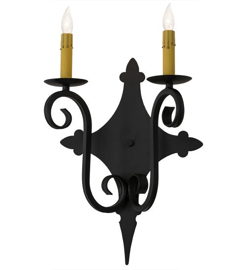 2nd Ave Lighting Angelique 12" Wide 2 Light Wall Sconce in Blackwash Finish