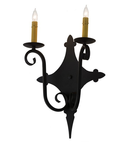 2nd Ave Lighting Angelique 12" Wide 2 Light Wall Sconce in Textured Black Finish