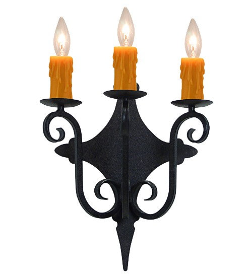 2nd Ave Lighting Angelique 16" 3-Light E12 Base Amber Candle Cover Lens Chestnut Metal Wall Sconce