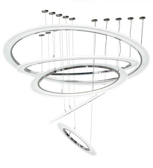 2nd Ave Lighting Anillo 72" Wide 5 Light Cascading Pendant in Polished Stainless Steel Finish