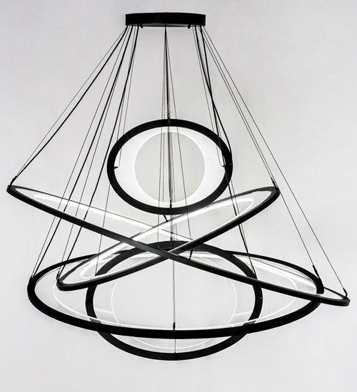 2nd Ave Lighting Anillo 73" Long 5 Light Ellipse Cascading Pendant in Solar Black Finish