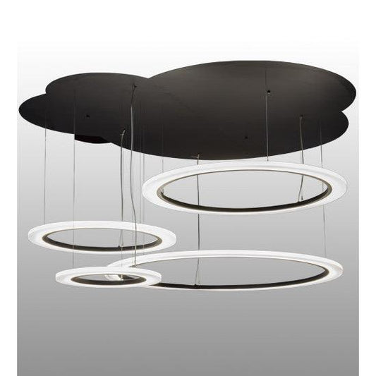 2nd Ave Lighting Anillo 84" Wide 4 Ring LED Cascading Pendant in Solar Black Finish