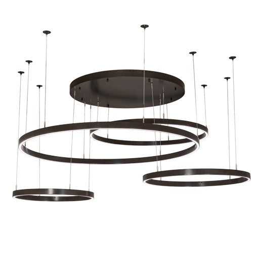 2nd Ave Lighting Anillo 87" Wide 4 Ring Cascading Pendant in Timeless Bronze Finish