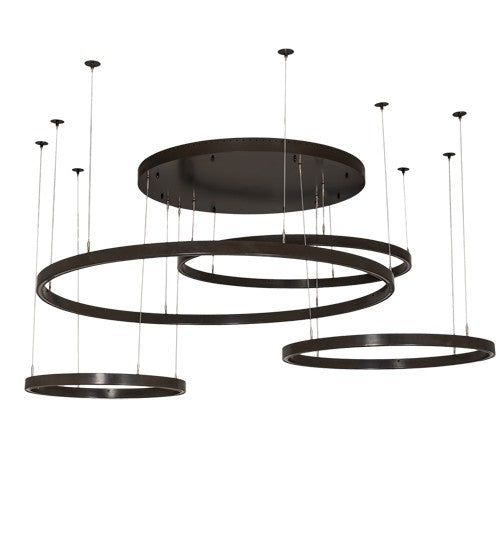 2nd Ave Lighting Anillo 87" Wide 4 Ring Cascading Pendant in Timeless Bronze Finish