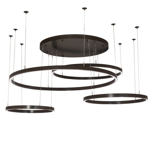 2nd Ave Lighting Anillo 87" Wide 4 Ring Cascading Pendant in Timeless Bronze Finish