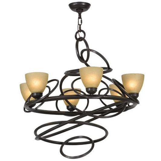 2nd Ave Lighting Anneau 29" Wide 6 Light Chandelier in Timeless Bronze