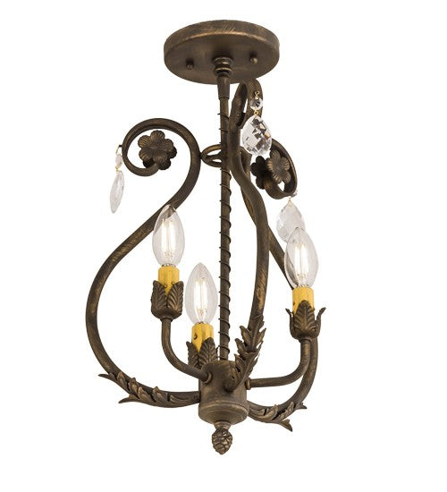 2nd Ave Lighting Antonia 12" Wide 3 LT Chandelier in Matte Antique Brass Finish