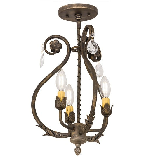 2nd Ave Lighting Antonia 12" Wide 3 LT Chandelier in Matte Antique Brass Finish