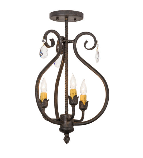 2nd Ave Lighting Antonia 12" Wide 3 Light Chandelier in Chestnut Finish