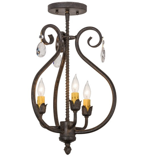 2nd Ave Lighting Antonia 12" Wide 3 Light Chandelier in Chestnut Finish