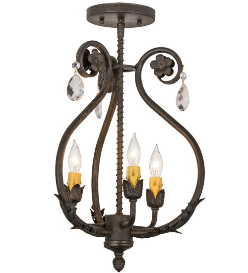 2nd Ave Lighting Antonia 12" Wide 3 Light Chandelier in Chestnut Finish
