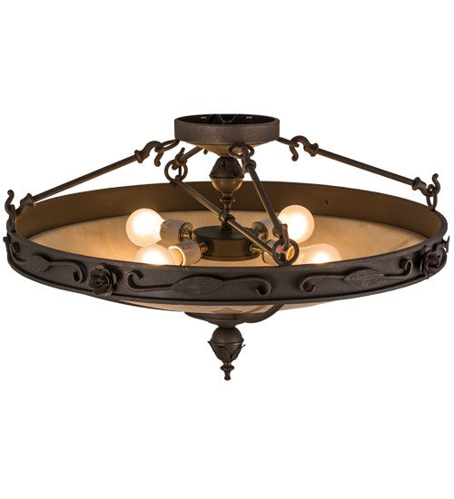 2nd Ave Lighting Arabesque 28" Semi-Flushmount in Gilded Tobacco Finish