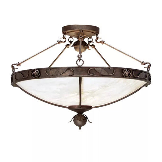 2nd Ave Lighting Arabesque 30" 2-Light E26 Base Whitestone Idalight Shade Copper Rust Semi-Flushmount Light