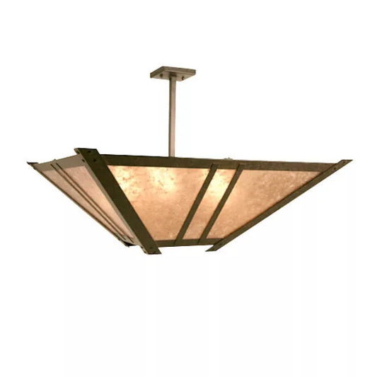 2nd Ave Lighting Arta 42" 6-Light E26 Base Silver Mica Shade Chestnut Inverted Pendant Light