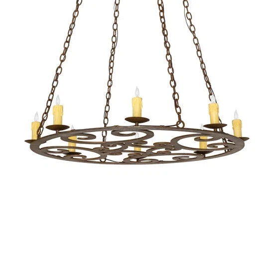 2nd Ave Lighting Ashley 42" 8-Light E12 Base Rustic Iron Chandelier