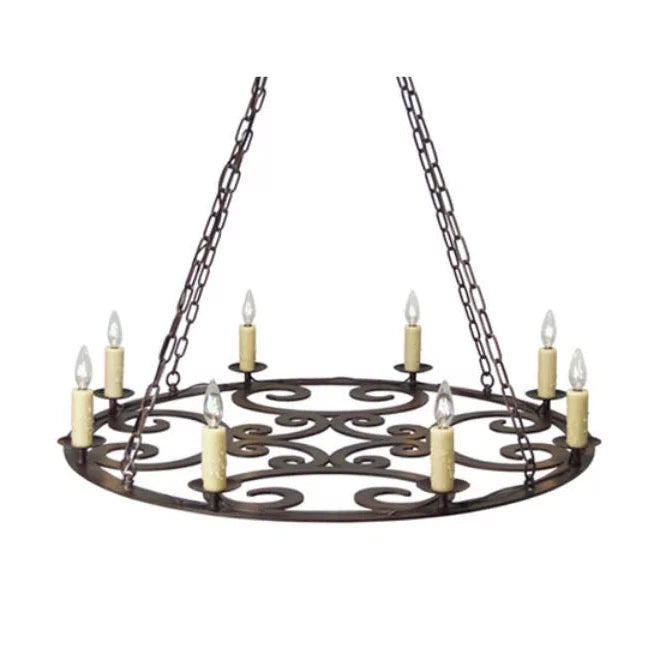 2nd Ave Lighting Ashley 42" 8-Light E12 Base Rustic Iron Chandelier