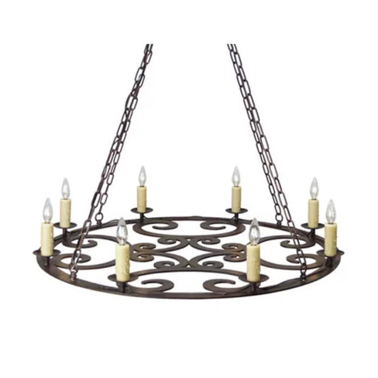 2nd Ave Lighting Ashley 42" 8-Light E12 Base Rustic Iron Chandelier
