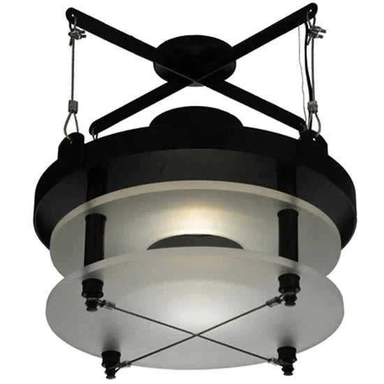 2nd Ave Lighting Atlantis 18" 1-Light E26 Base Contrail Mist Idalight Lens Antique Brass Pendant