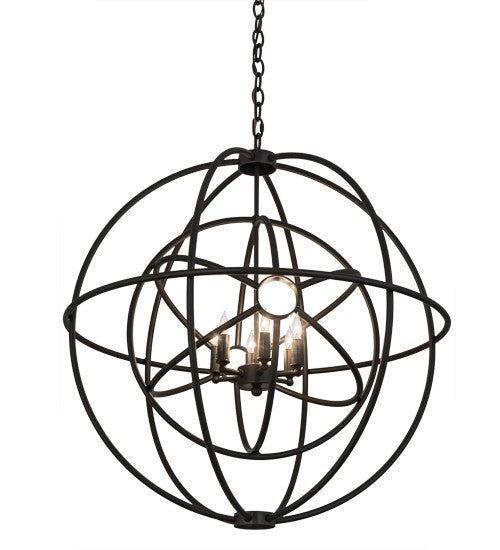 2nd Ave Lighting Atom Enerjisi 30" Wide 6 LT Chandelier in Timeless Bronze