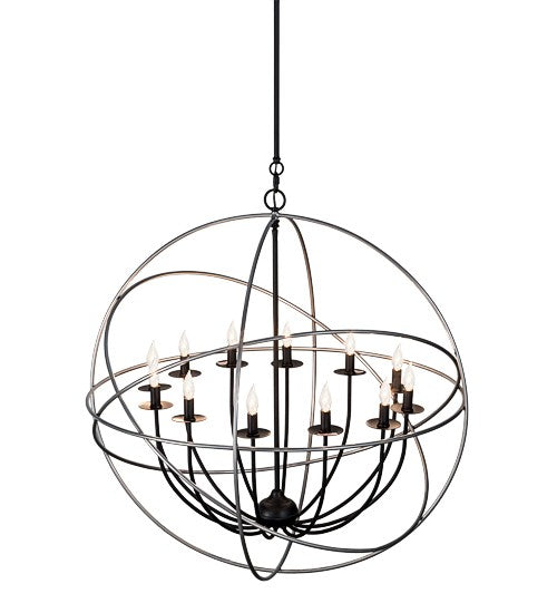 2nd Ave Lighting Atom Enerjisi 36” Wide 12 LT Chandelier in Nickel and Solar Black Finish