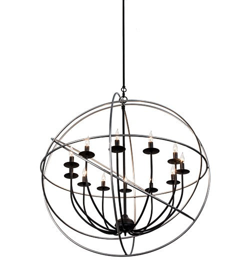 2nd Ave Lighting Atom Enerjisi 36” Wide 12 LT Chandelier in Nickel and Solar Black Finish