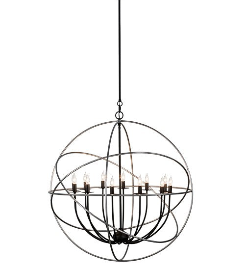 2nd Ave Lighting Atom Enerjisi 36” Wide 12 LT Chandelier in Nickel and Solar Black Finish