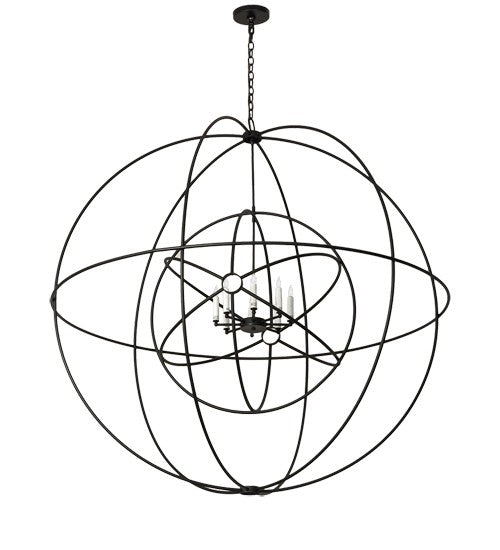 2nd Ave Lighting Atom Enerjisi 60" Wide 8 Light Chandelier in Textured Black Finish