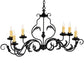 2nd Ave Lighting Augusta 42" Long 6 LT Oblong Chandelier in Wrought Iron Finish
