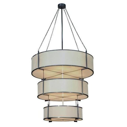 2nd Ave Lighting Ausband 60" Wide 3 Tier Pendant in Black Chrome On Nickel Finish