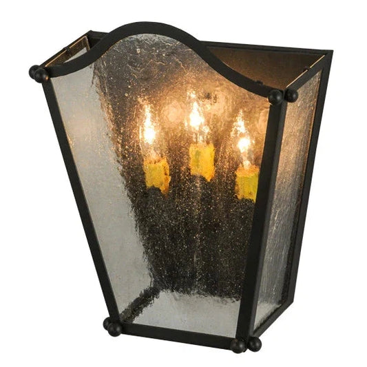 2nd Ave Lighting Austin 12" 3-Light Clear Seeded Glass Shade Copper Rust Wall Sconce