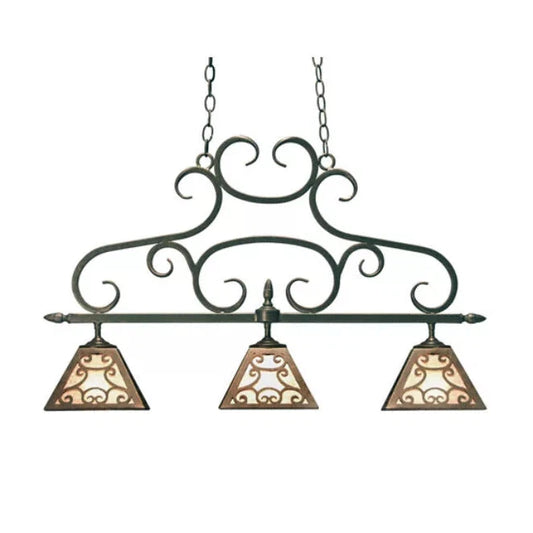 2nd Ave Lighting Bandolei 36" 3-Light E26 Base Statuario Idalight Shade Gilded Tobacco Island Pendant Light