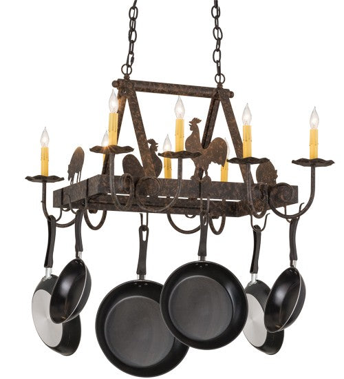 2nd Ave Lighting Barn Animals 27" Long 8 Light Pot Rack in Coffee Bean Finish