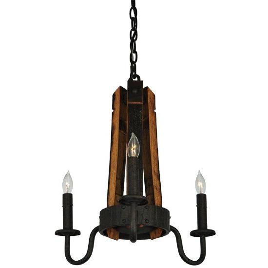 2nd Ave Lighting Barrel Stave 17" Wide Madera 3 Light Chandelier in Coffee Bean Finish