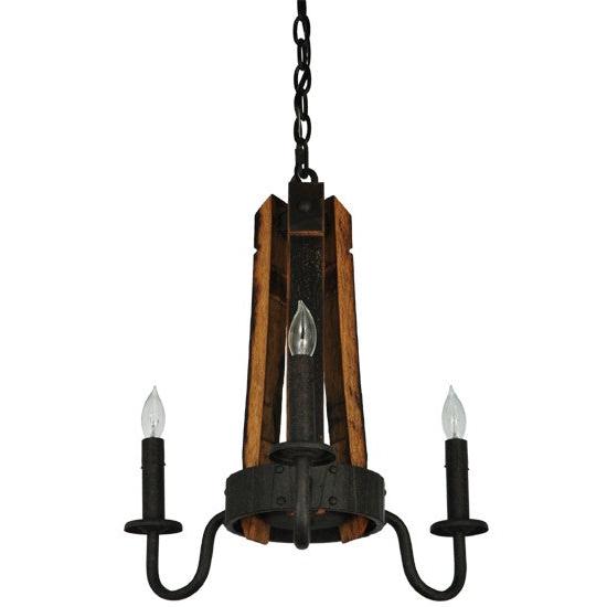 2nd Ave Lighting Barrel Stave 17" Wide Madera 3 Light Chandelier in Coffee Bean Finish