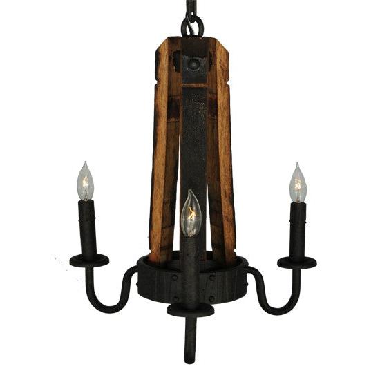 2nd Ave Lighting Barrel Stave 17" Wide Madera 3 Light Chandelier in Coffee Bean Finish