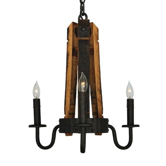 2nd Ave Lighting Barrel Stave 17" Wide Madera 3 Light Chandelier in Coffee Bean Finish