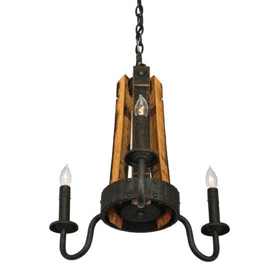 2nd Ave Lighting Barrel Stave 17" Wide Madera 3 Light Chandelier in Coffee Bean Finish