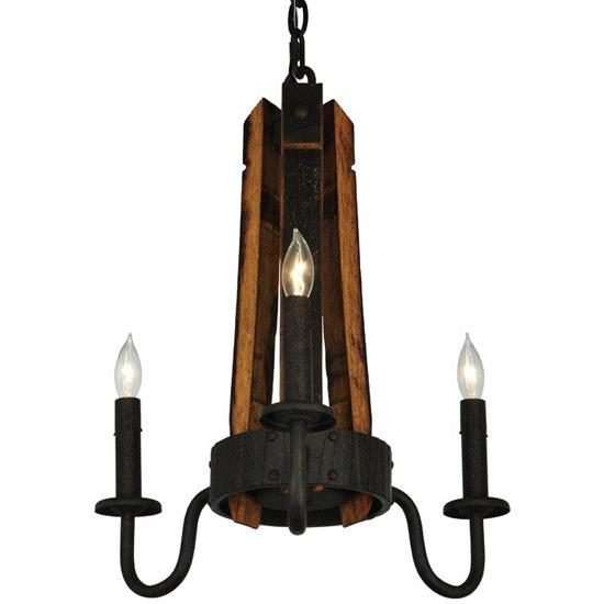 2nd Ave Lighting Barrel Stave 17" Wide Madera 3 Light Chandelier in Coffee Bean Finish